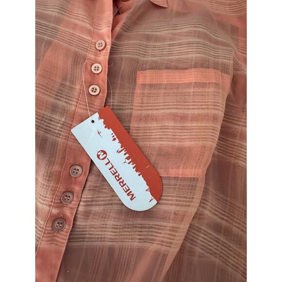Merrell Sherbet Womens Small Peach Orange NEW Button Front Shirt - Picture 3 of 12